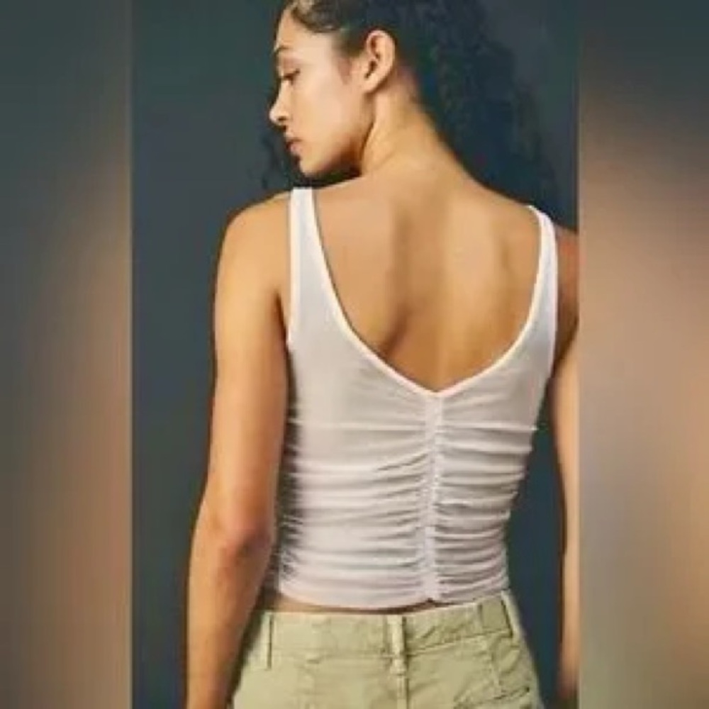 FREE PEOPLE INTIMATELY Light Pink Sheer Rouged Top Size L - Picture 2 of 10